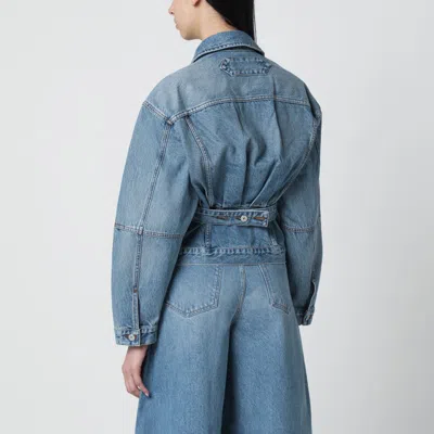 Jacquemus Classic Cotton Denim Jacket With Tailored Hem And Chest Pockets In Blue