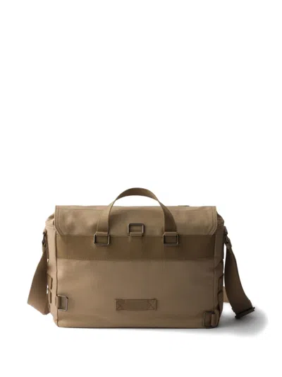 Prada Canvas Shoulder Bag Strap Top Handle In Nude