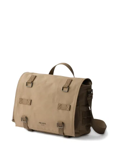 Prada Canvas Shoulder Bag Strap Top Handle In Nude