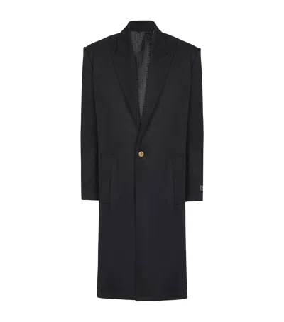 Balmain Single-breasted Wool Coat In Black
