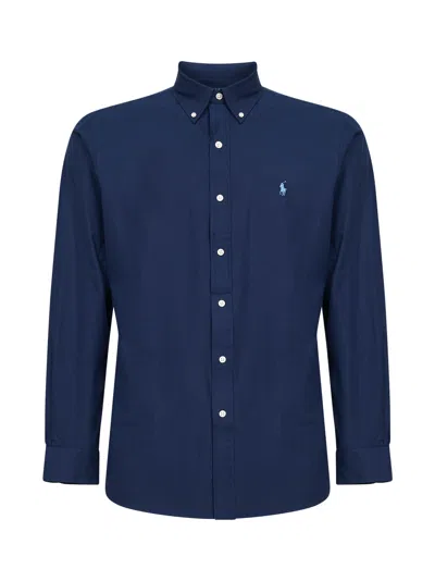 Polo Ralph Lauren Camicia Bd In Popeline Stretch Slim-fit Shirt In Blue