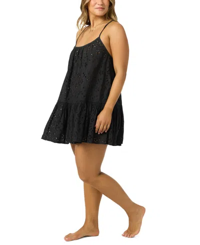 O'neill Kylee Cotton Eyelet Cover-up Minidress In Black