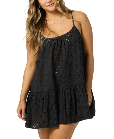 O'neill Kylee Cotton Eyelet Cover-up Minidress In Black