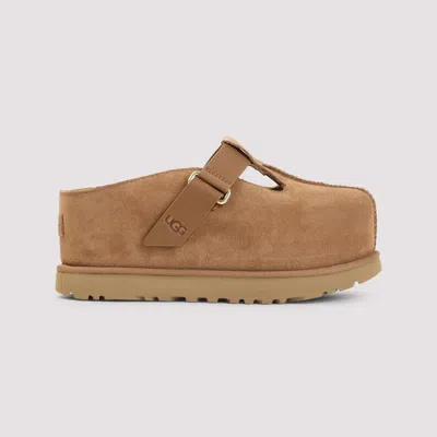 Ugg Caramel Suede Goldenstar Slippers In Brown