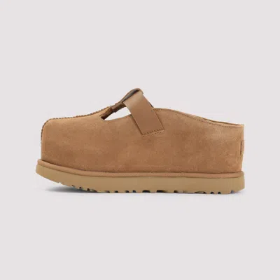 Ugg Caramel Suede Goldenstar Slippers In Brown