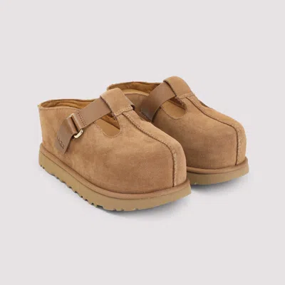 Ugg Caramel Suede Goldenstar Slippers In Brown