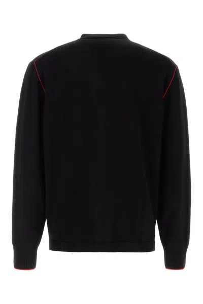 Vivienne Westwood Black V Neck Cardigan With Orb Embroidery In Cotton And Cashmere