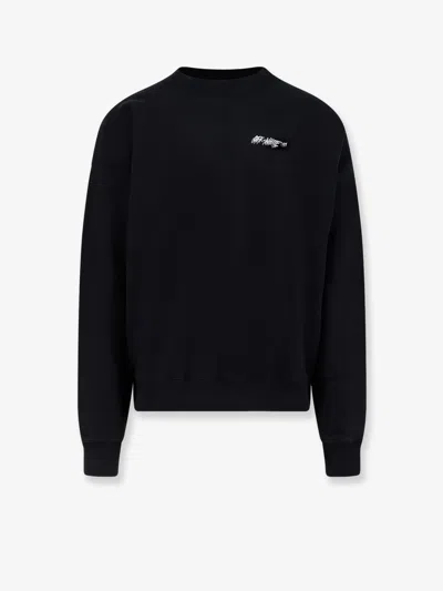 Off-white Mens Black Off-logo Crewneck Cotton Sweatshirt In Black