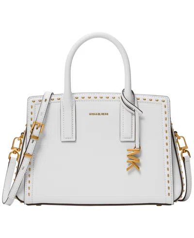 Michael Kors Laila Small Studded Leather Satchel In White