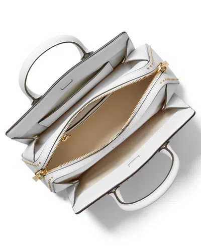 Michael Kors Laila Small Studded Leather Satchel In White