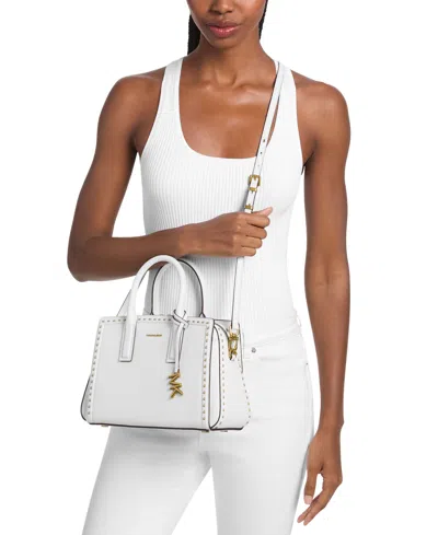 Michael Kors Laila Small Studded Leather Satchel In White