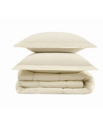 Brooklyn Loom Solid Cotton Percale 2-pc. Comforter Set, Twin/twin Xl In Neutral