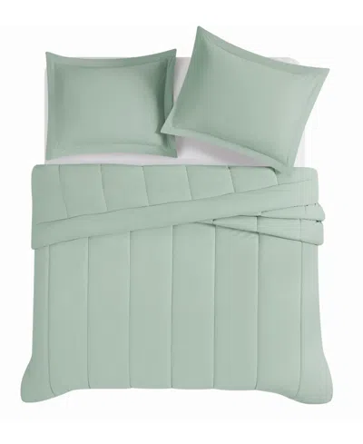 Brooklyn Loom Solid Cotton Percale 3-pc. Comforter Set, King In Green