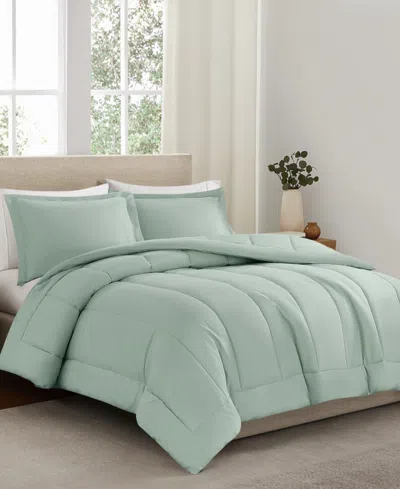 Brooklyn Loom Solid Cotton Percale 3-pc. Comforter Set, Full/queen In Green