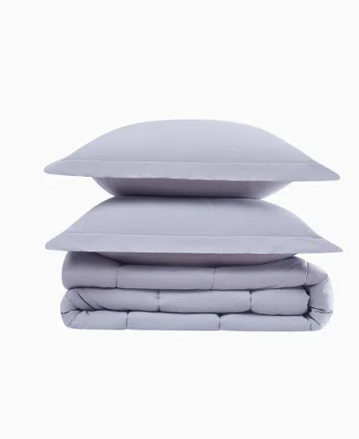 Brooklyn Loom Solid Cotton Percale 3-pc. Comforter Set, King In Purple