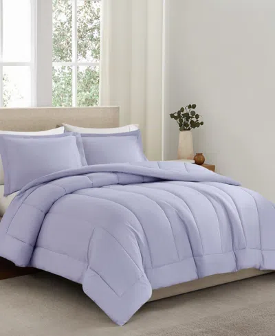 Brooklyn Loom Solid Cotton Percale 3-pc. Comforter Set, King In Purple