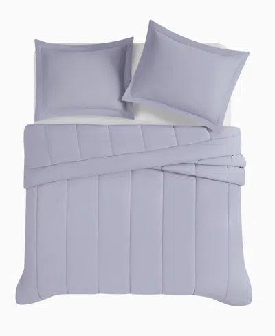 Brooklyn Loom Solid Cotton Percale 3-pc. Comforter Set, King In Purple