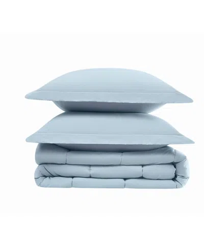 Brooklyn Loom Solid Cotton Percale 2-pc. Comforter Set, Twin/twin Xl In Blue