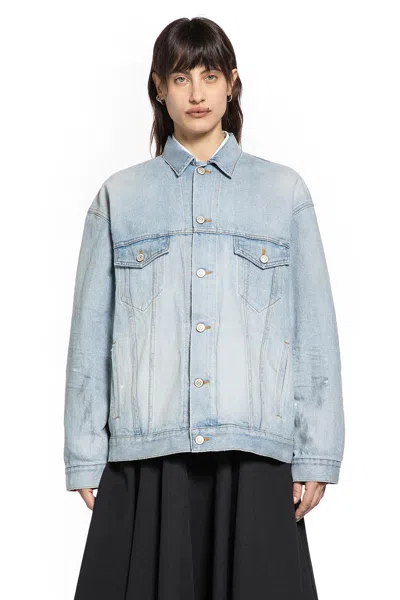 Balenciaga Black Wool Blazer Jacket By . Oversized Cut. Marked Waist. Button Front Closure In Blue