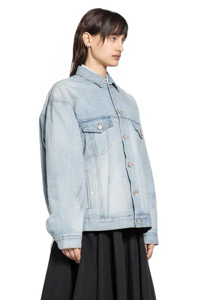 Balenciaga Black Wool Blazer Jacket By . Oversized Cut. Marked Waist. Button Front Closure In Blue