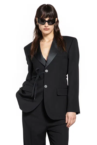 Balenciaga Tailored Wrap Wool Jacket Regular Fit In Black