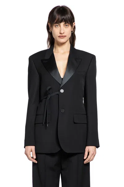 Balenciaga Tailored Wrap Wool Jacket Regular Fit In Black