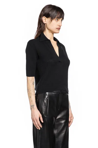 Khaite Shrunked Jo Cashmere-blend Polo Sweater In Black