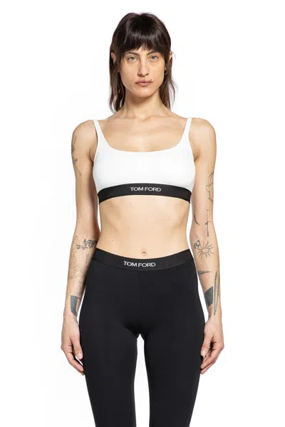 Tom Ford White Bralette With Contrasting Logo Print In Modal Stretch Woman In White