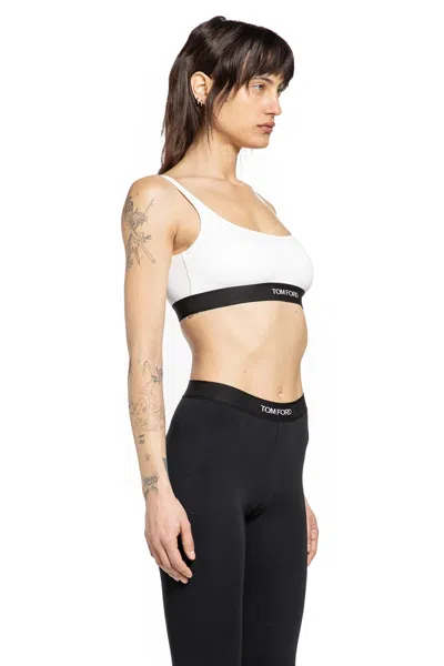 Tom Ford White Bralette With Contrasting Logo Print In Modal Stretch Woman In White