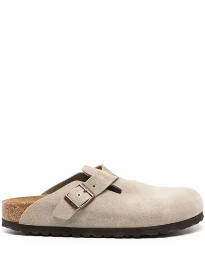 Birkenstock Women's Boston Shearling Clog In Taupe Suede/sandcastle At Urban Outfitters In Multi