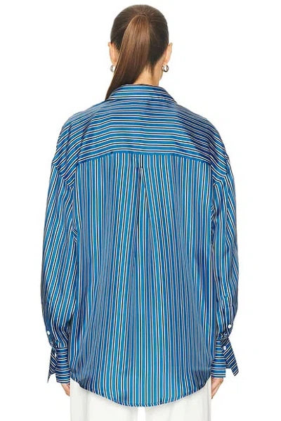 Totême Toteme Oversize Stripe Silk Button-up Shirt In Multi