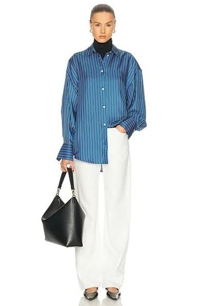 Totême Toteme Oversize Stripe Silk Button-up Shirt In Multi