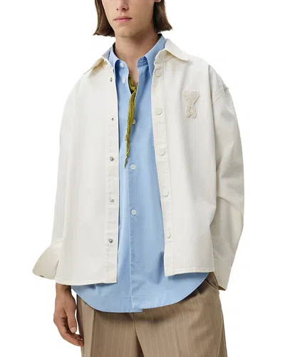 Ami Alexandre Mattiussi Men & Apos;s Crochet Ami De Coeur White Denim Overshirt