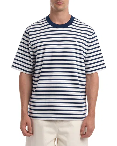 Ami Alexandre Mattiussi Ami Paris White And Blue Mariniere Boxy Fit Cotton T-shirt In Multi