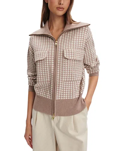 Varley Ablett Houndstooth Jacquard Zip Cardigan In Multi