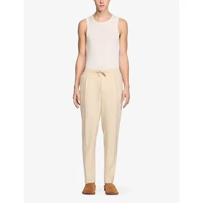 Sandro Mens Oats Drawstring-waist Straight-leg Woven Trousers In Neutral
