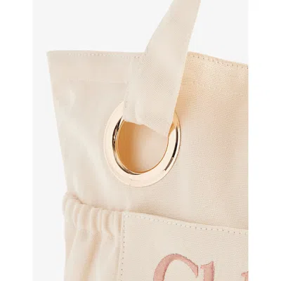 Chloé Kids Logo Embroidered Tote Bag In White