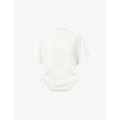Allsaints Womens Antique White Leslie Drawstring-sides Satin Top In White