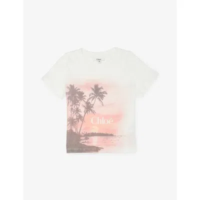 Chloé Kids Logo Printed Cotton Jersey T-shirt In White