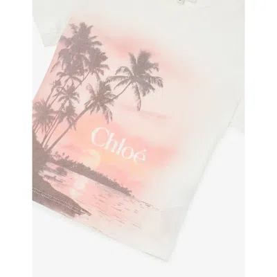 Chloé Kids Logo Printed Cotton Jersey T-shirt In White