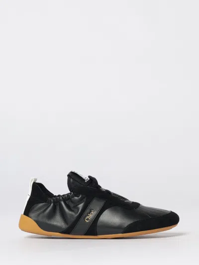 Chloé Sneakers Contrast Sole Elasticated Panels Pull Tab In Black