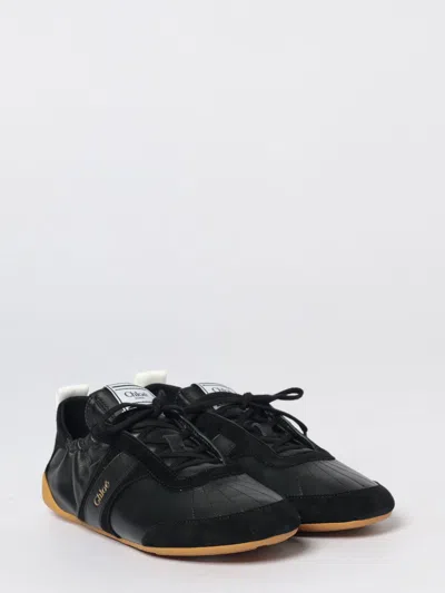 Chloé Sneakers Contrast Sole Elasticated Panels Pull Tab In Black