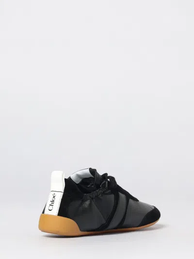 Chloé Sneakers Contrast Sole Elasticated Panels Pull Tab In Black