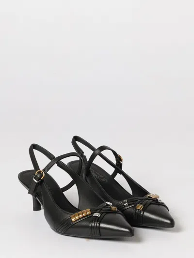 Pinko Gloria 18 Leather Pumps With Metal Lettering Detail In Black