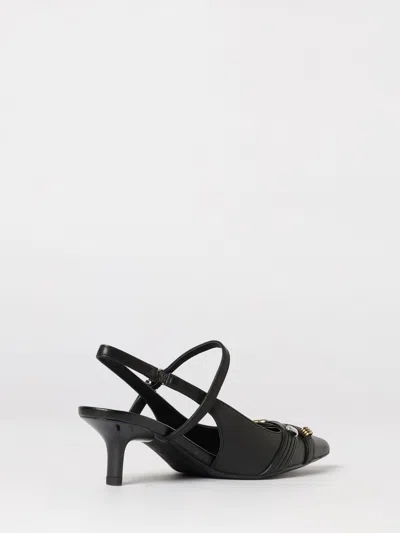 Pinko Gloria 18 Leather Pumps With Metal Lettering Detail In Black