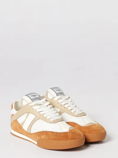 Chloé Kick Brown Sneaker With Logo Patch On The Tongue And Logo Lettering On The Back In Fabric And Suede  In Brown