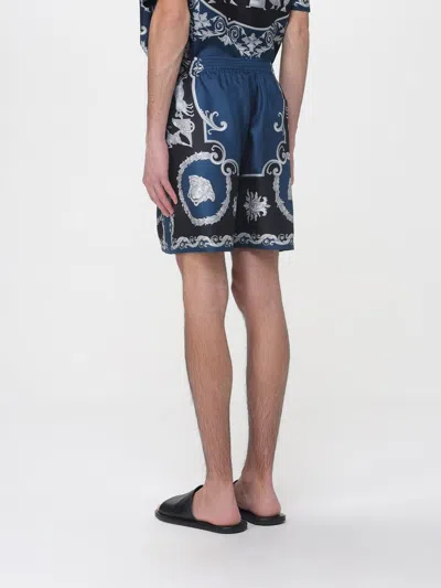 Versace Baroque-printed Silk-nylon Shorts With Elastic Waistband In Blue