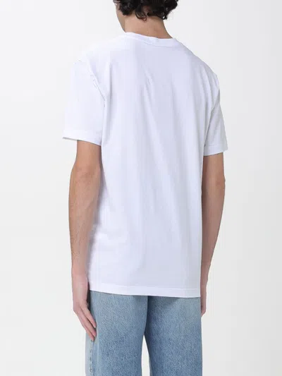 Versace White T-shirt With Lettering Logo On The Front In Cotton Man In White