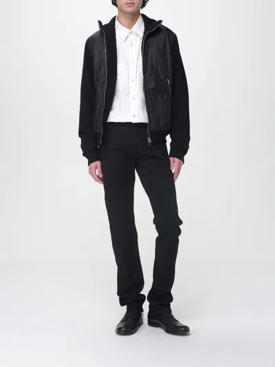 Tom Ford Black Solid Mock Collar Jacket In Black