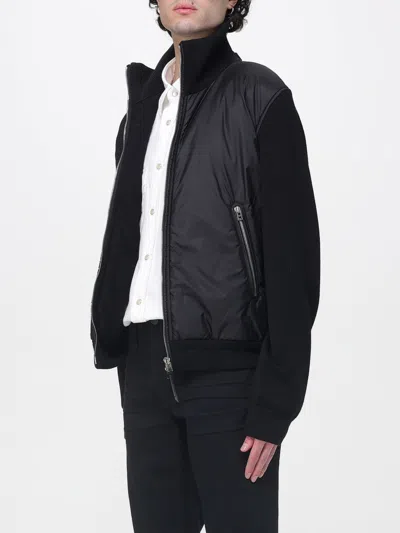 Tom Ford Black Solid Mock Collar Jacket In Black